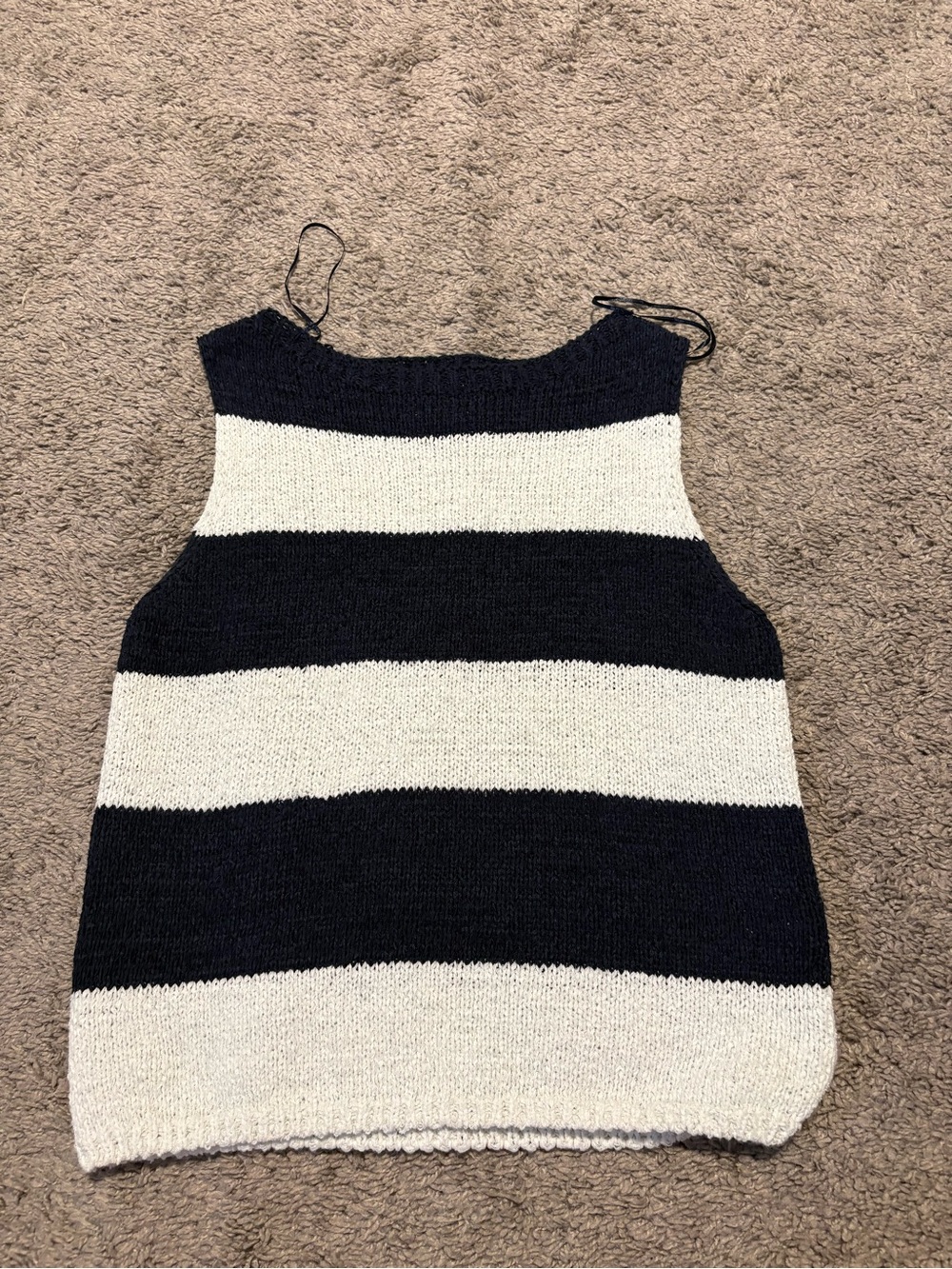 Amazon Women's Striped Crewneck Tank Sweater in Black and White